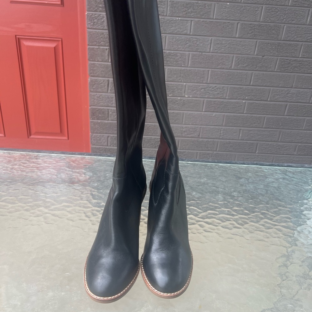 Madewell Black Leather Heeled Boots